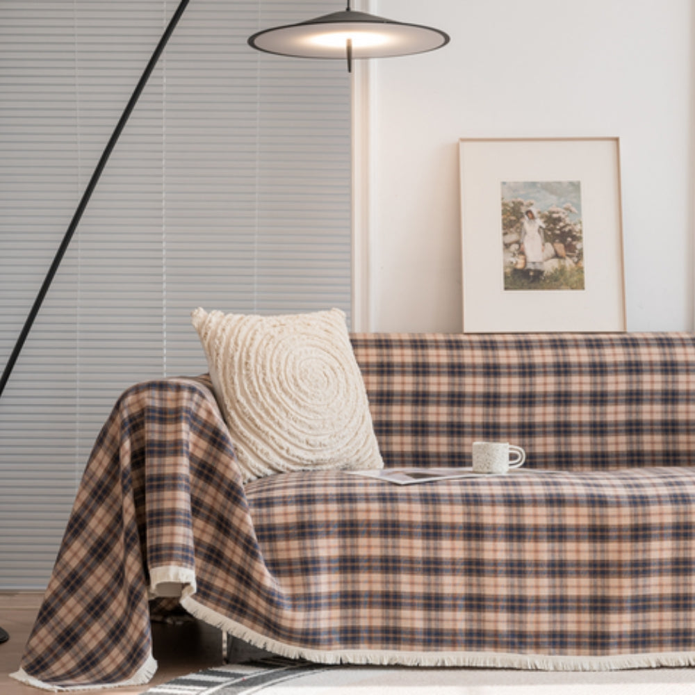 Herdlinie: Sofa Throw in Plaid Design Made of Microfiber & Easy-Care Structure – for Living Rooms & Couches
