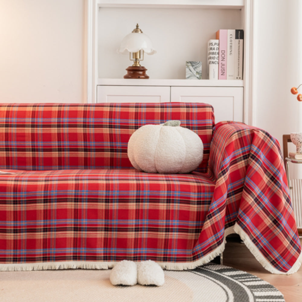 Herdlinie: Sofa Throw in Plaid Design Made of Microfiber & Easy-Care Structure – for Living Rooms & Couches