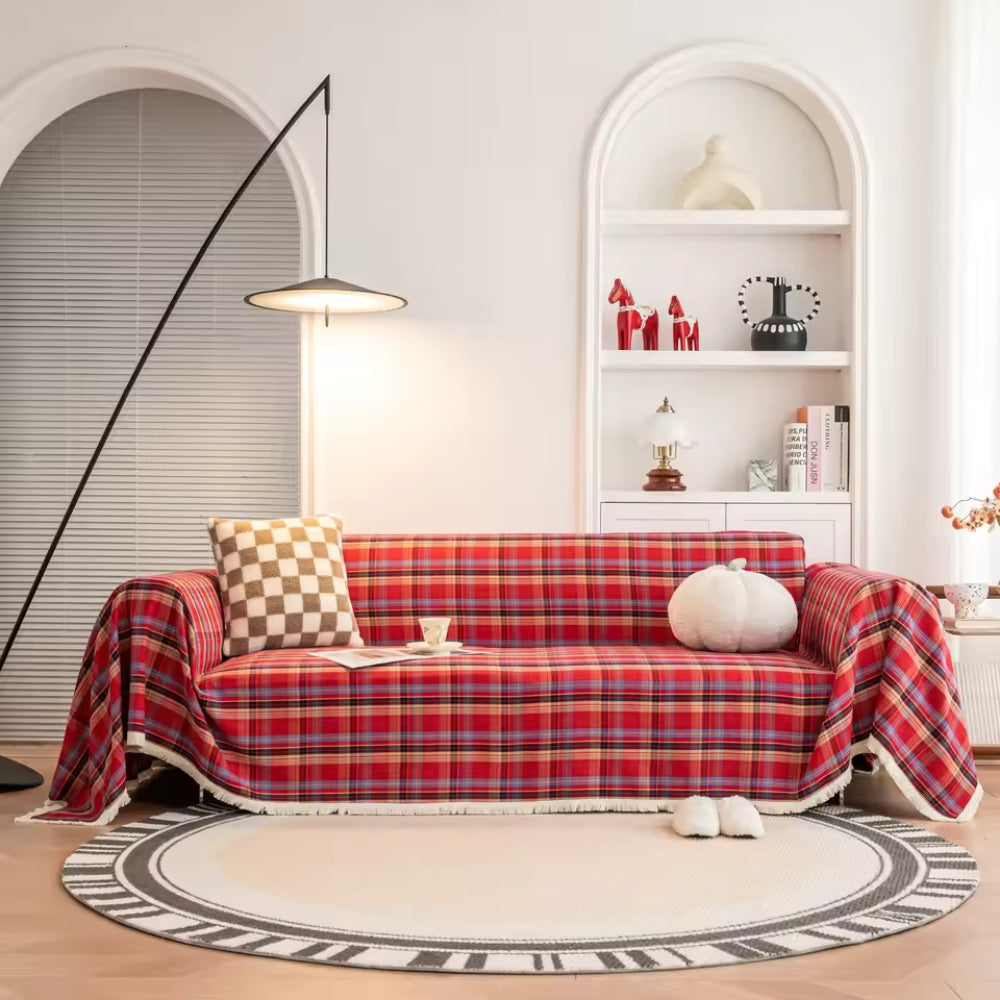 Herdlinie: Sofa Throw in Plaid Design Made of Microfiber & Easy-Care Structure – for Living Rooms & Couches