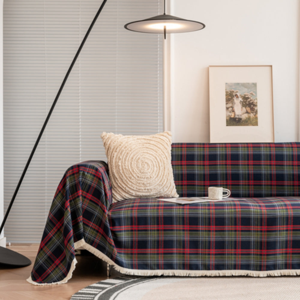 Herdlinie: Sofa Throw in Plaid Design Made of Microfiber & Easy-Care Structure – for Living Rooms & Couches