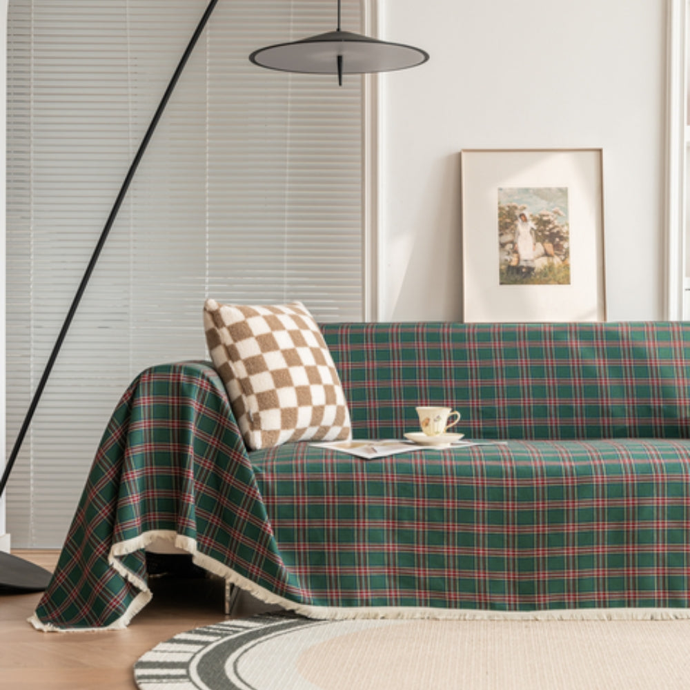 Herdlinie: Sofa Throw in Plaid Design Made of Microfiber & Easy-Care Structure – for Living Rooms & Couches