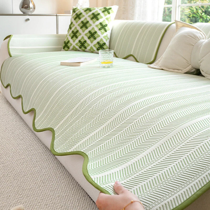 Sofa Cover Microfiber Herringbone Spill Resistant Non Slip Polyester