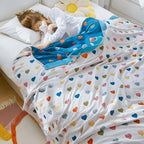 HeartJoy: Cotton Blankets in Reversible Style with Colorful Heart Print & Soft Texture – for Sofa & Bed