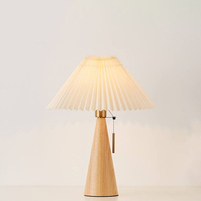 HikariHolz: Minimalist LED Table Lamp with Wooden Base & Fabric Shade – Ideal for Nightstand & Reading Nook
