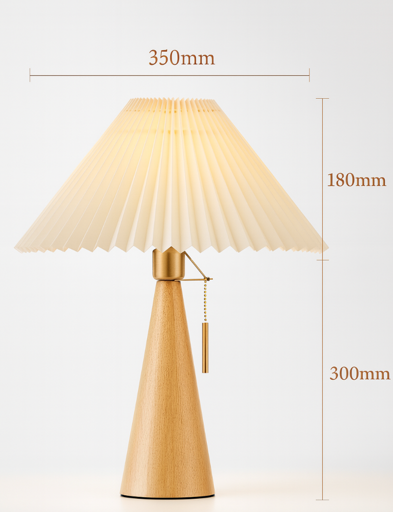 HikariHolz: Minimalist LED Table Lamp with Wooden Base & Fabric Shade – Ideal for Nightstand & Reading Nook