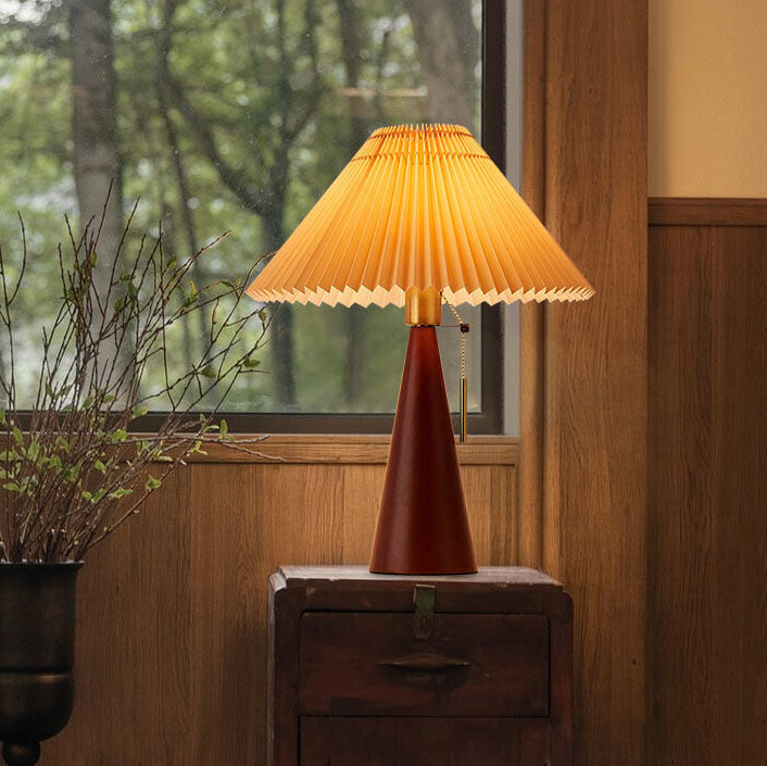 HikariHolz: Minimalist LED Table Lamp with Wooden Base & Fabric Shade – Ideal for Nightstand & Reading Nook
