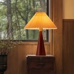 HikariHolz: Minimalist LED Table Lamp with Wooden Base & Fabric Shade – Ideal for Nightstand & Reading Nook