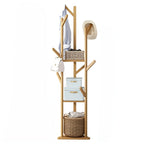 WoodBalance: Freestanding Coat Rack – Elegant Bamboo Frame with Rotating Function, Compact & Decorative for Hallway & Living Room