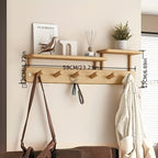 WoodLightness: Wall-Mounted Clothes Rack – Minimalist Wooden Design with Drill-Free Hooks, Space-Saving & Decorative for Hallway & Bedroom