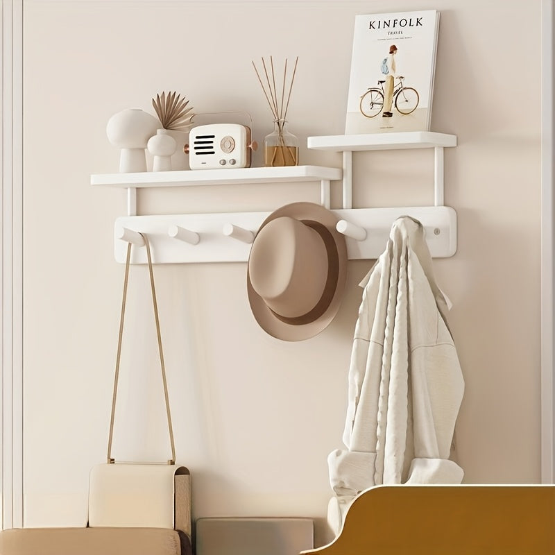 WoodLightness: Wall-Mounted Clothes Rack – Minimalist Wooden Design with Drill-Free Hooks, Space-Saving & Decorative for Hallway & Bedroom