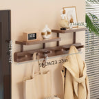 WoodLightness: Wall-Mounted Clothes Rack – Minimalist Wooden Design with Drill-Free Hooks, Space-Saving & Decorative for Hallway & Bedroom