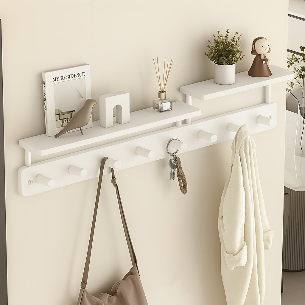 WoodLightness: Wall-Mounted Clothes Rack – Minimalist Wooden Design with Drill-Free Hooks, Space-Saving & Decorative for Hallway & Bedroom