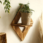 CharcoalRustic: Wooden Wall Shelf – Decorative, Floating & Hanging in Country Style with Diamond Design for Bathroom & Kitchen