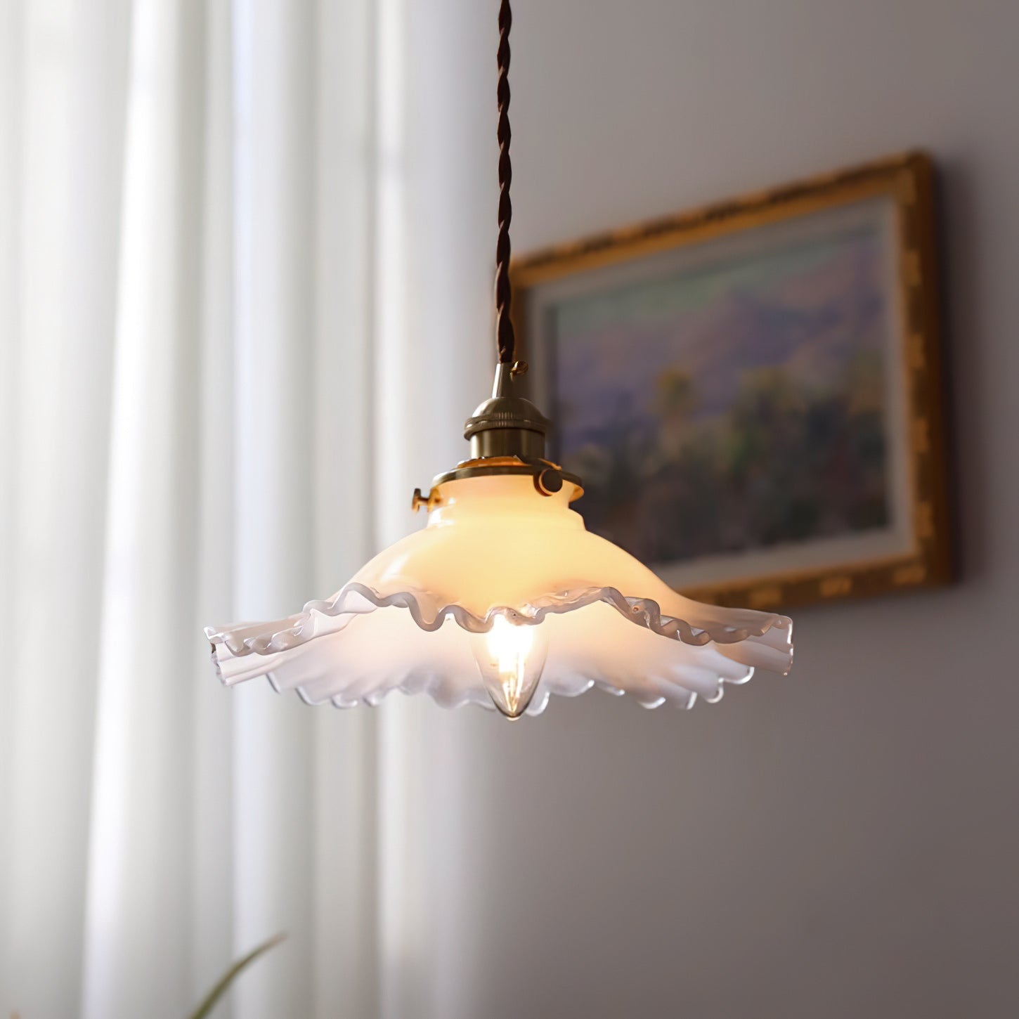 Homdia Brass and Glass Pendant Lamp