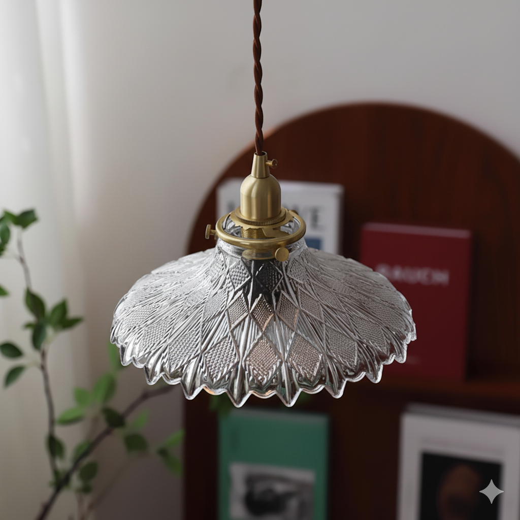 Homdia Brass and Glass Pendant Lamp