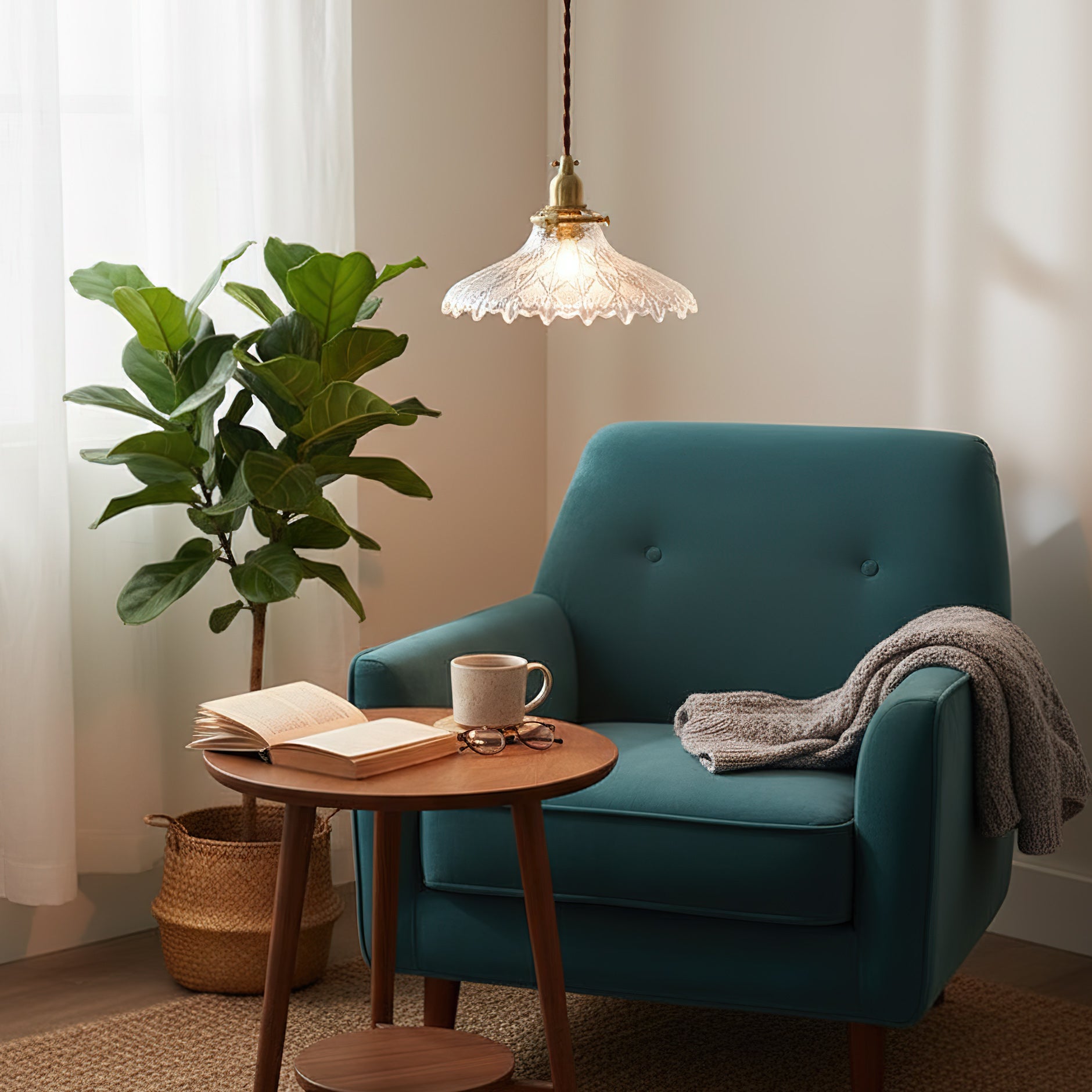 Homdia Brass and Glass Pendant Lamp