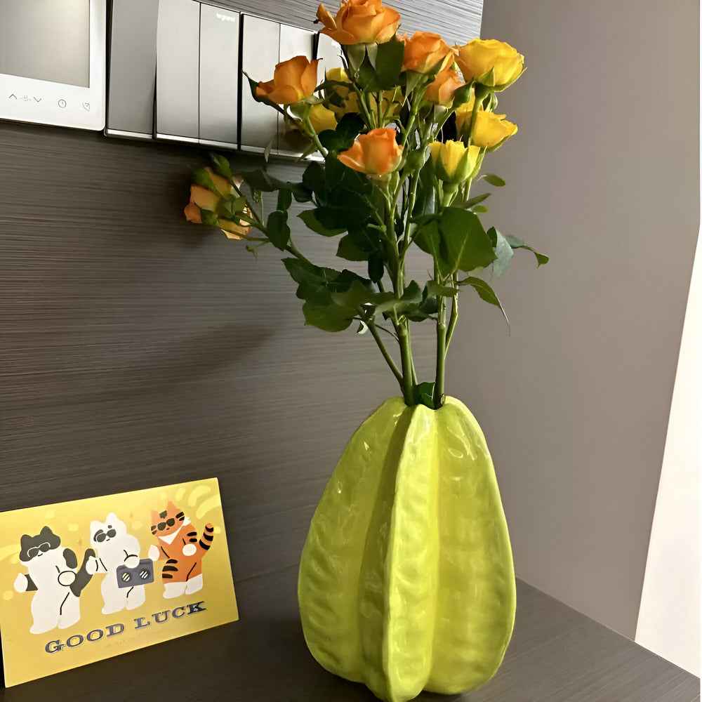 Bela Ceramic Vase | Unique Starfruit Design, Handcrafted
