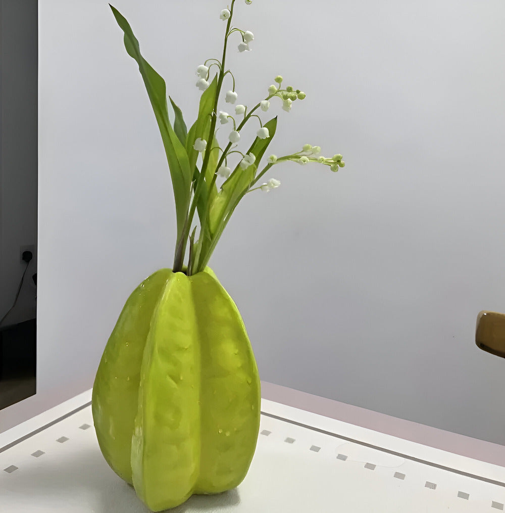 Bela Ceramic Vase | Unique Starfruit Design, Handcrafted