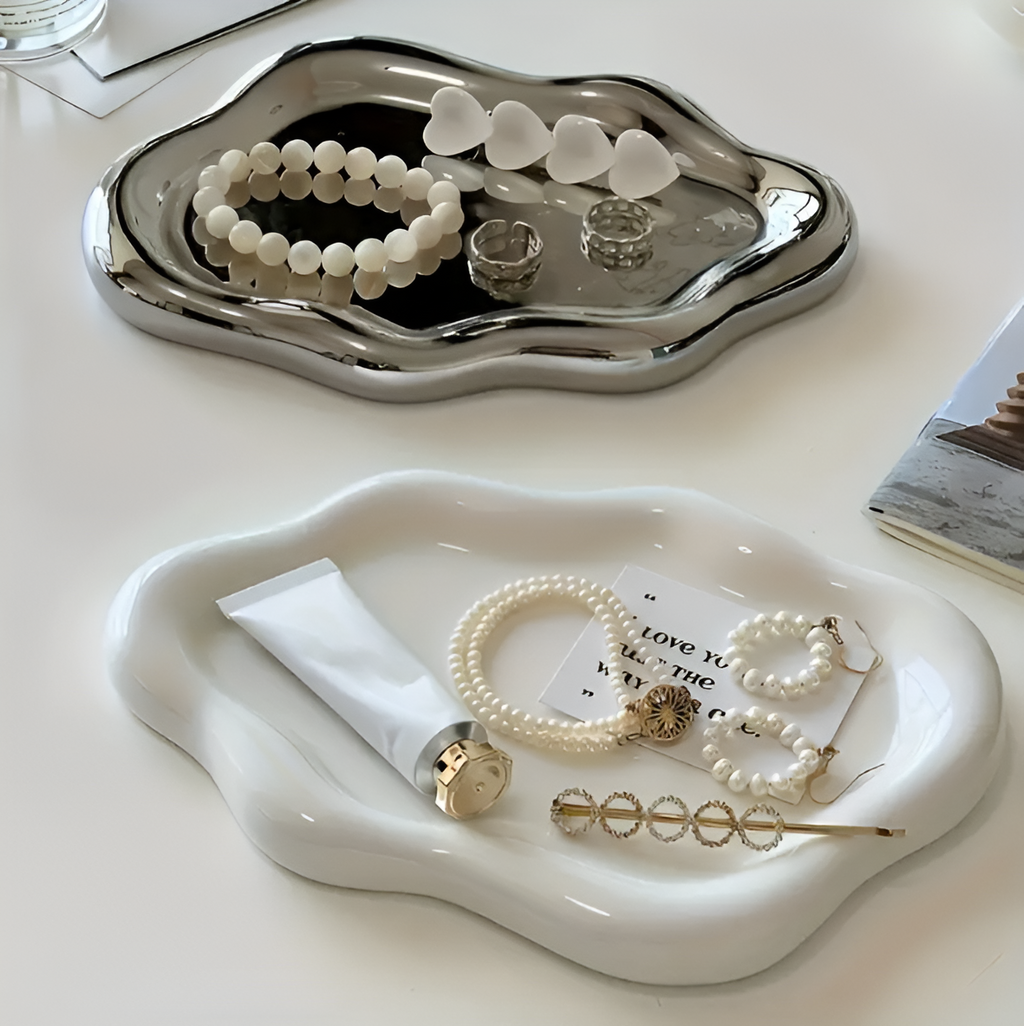 Neranthe - Elegant White Ceramic Jewelry Dish