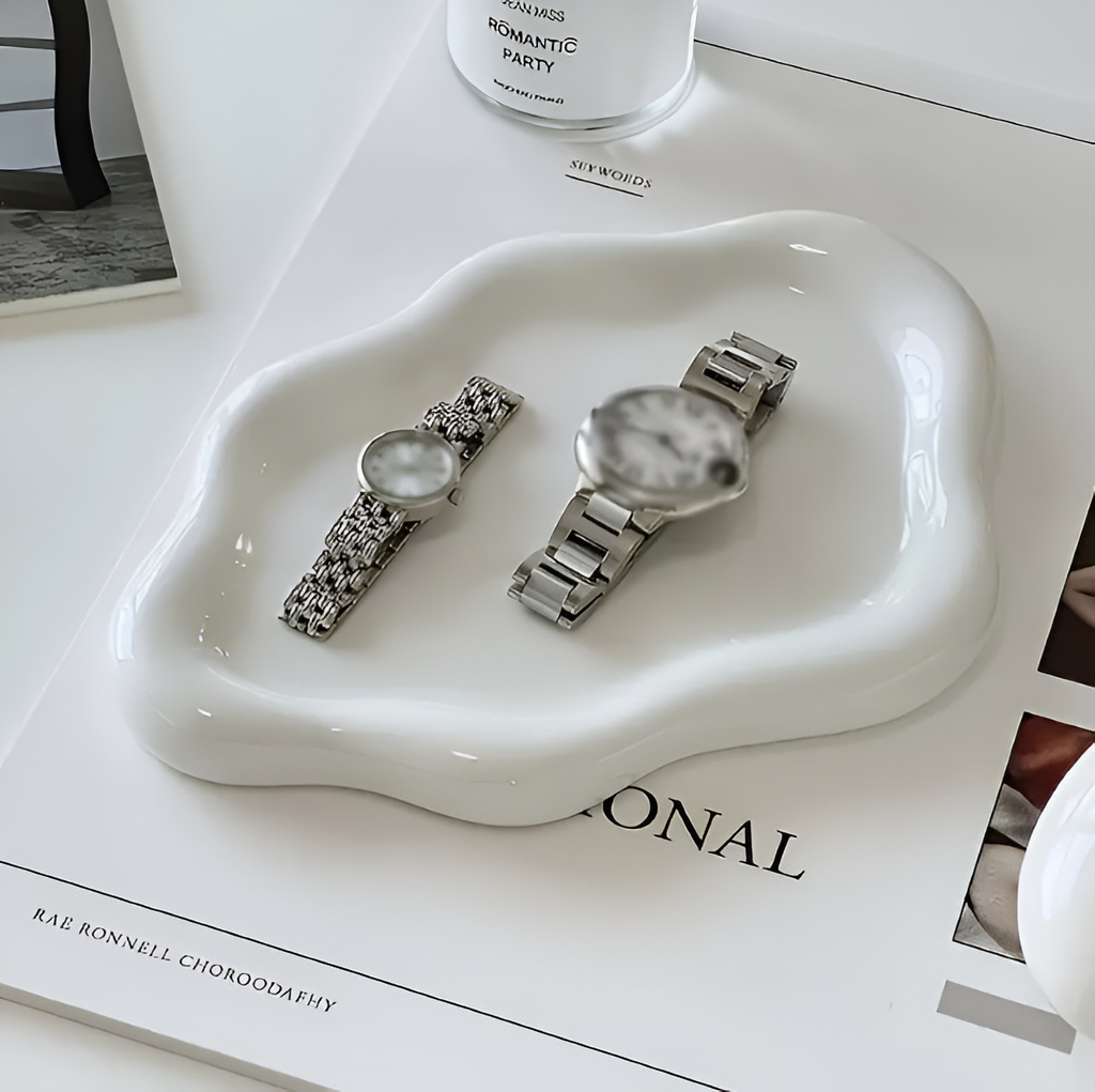 Neranthe - Elegant White Ceramic Jewelry Dish