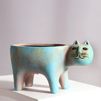 Lunavelle - Charming Clay Flowerpot with Cat Design for Plants