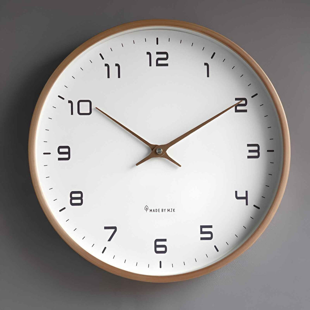 Nori Wall Clock | Silent Quartz, Natural Wood Frame