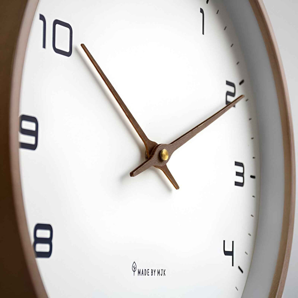 Nori Wall Clock | Silent Quartz, Natural Wood Frame
