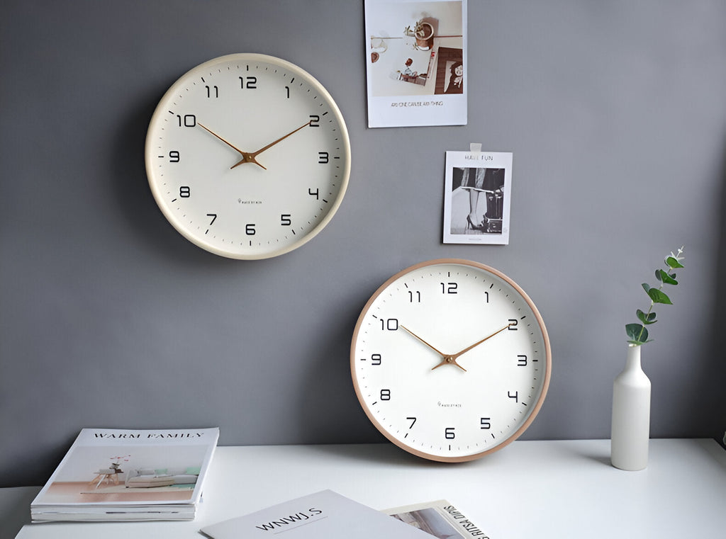 Nori Wall Clock | Silent Quartz, Natural Wood Frame