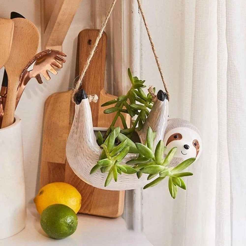 Lumi Ceramic Planter | Handmade Sloth Design for Small Plants