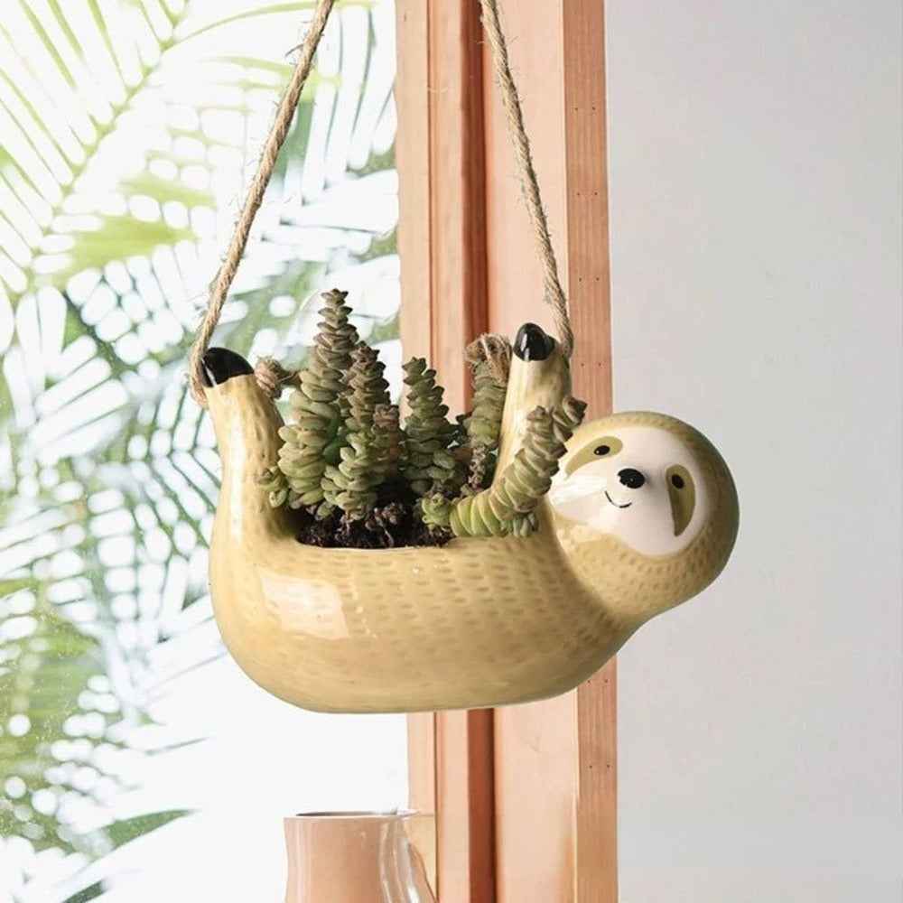 Lumi Ceramic Planter | Handmade Sloth Design for Small Plants