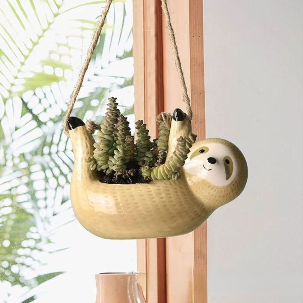 Seravia - Handmade Clay Flowerpot With Sloth Design