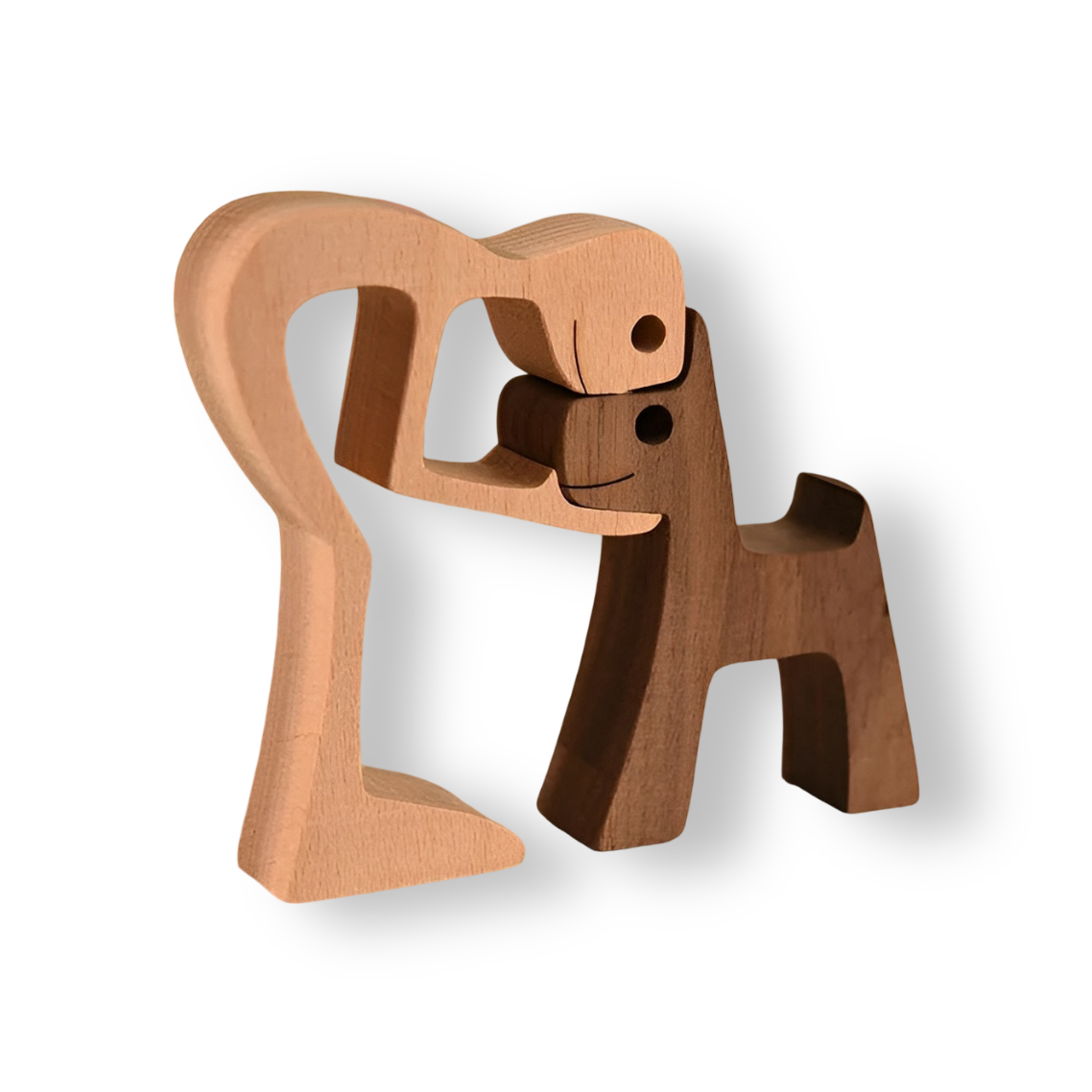Bento Houten Sculptuur | Minimalistisch Design, Symbolisch Mens-Hond