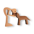 Bento Houten Sculptuur | Minimalistisch Design, Symbolisch Mens-Hond