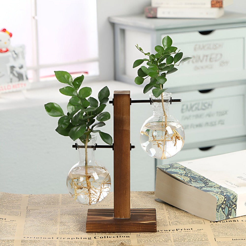 Valethra - Rustic Wooden Water Culture Plant Holder