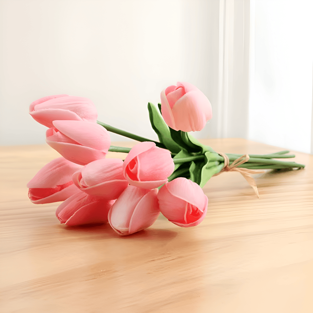 Olivessa - Set of 6 Realistic Artificial Tulip Bouquets for Home, Garden, and Celebration Decoration