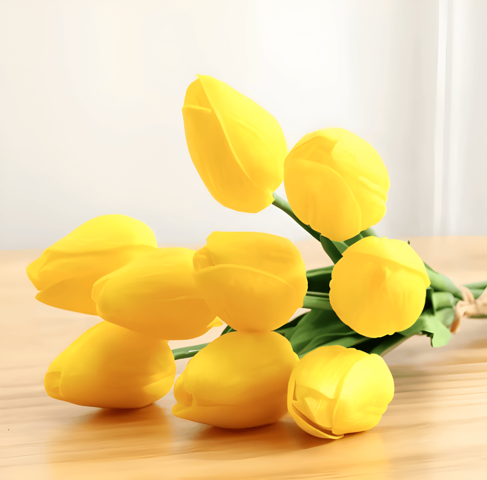 Olivessa - Set of 6 Realistic Artificial Tulip Bouquets for Home, Garden, and Celebration Decoration