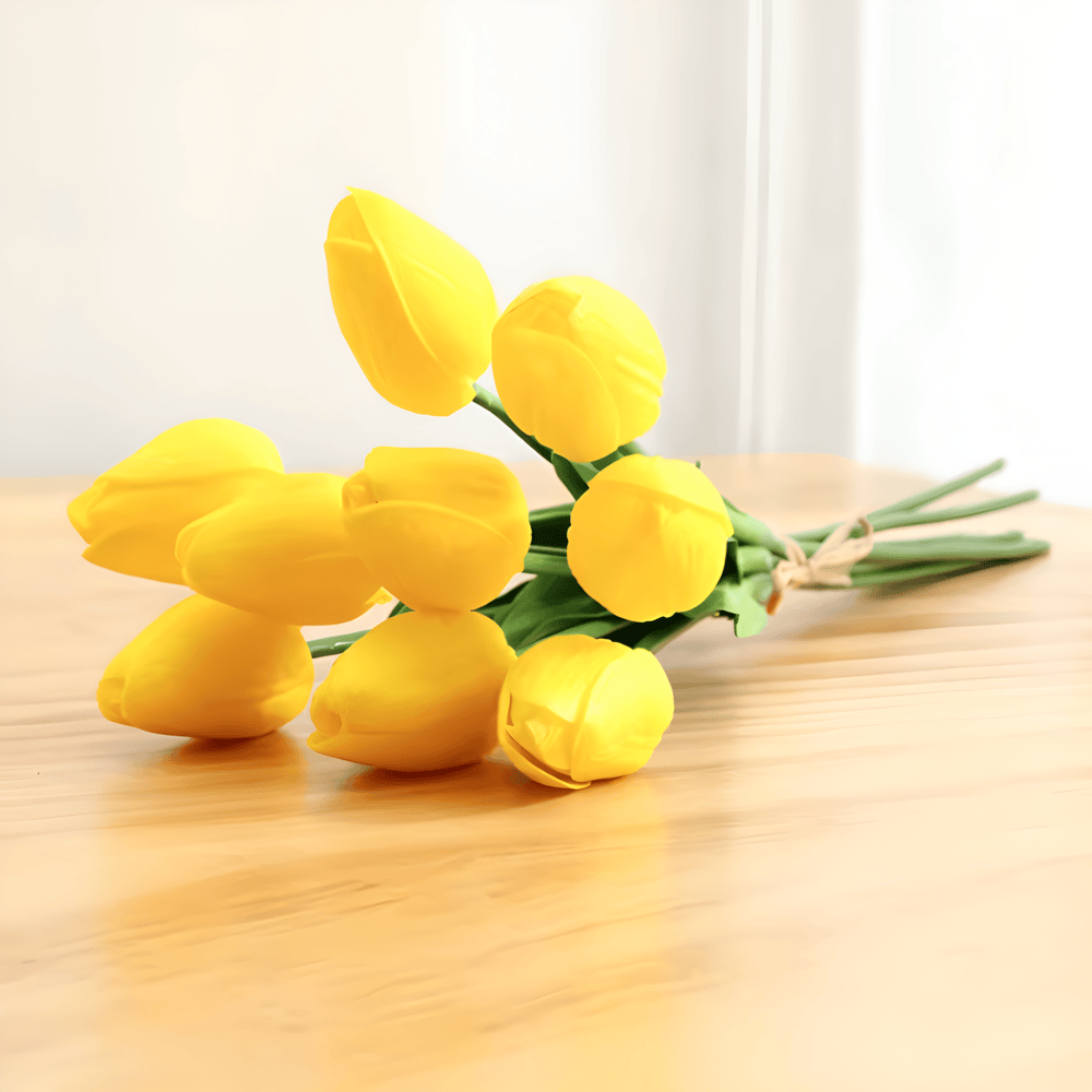 Olivessa - Set of 6 Realistic Artificial Tulip Bouquets for Home, Garden, and Celebration Decoration