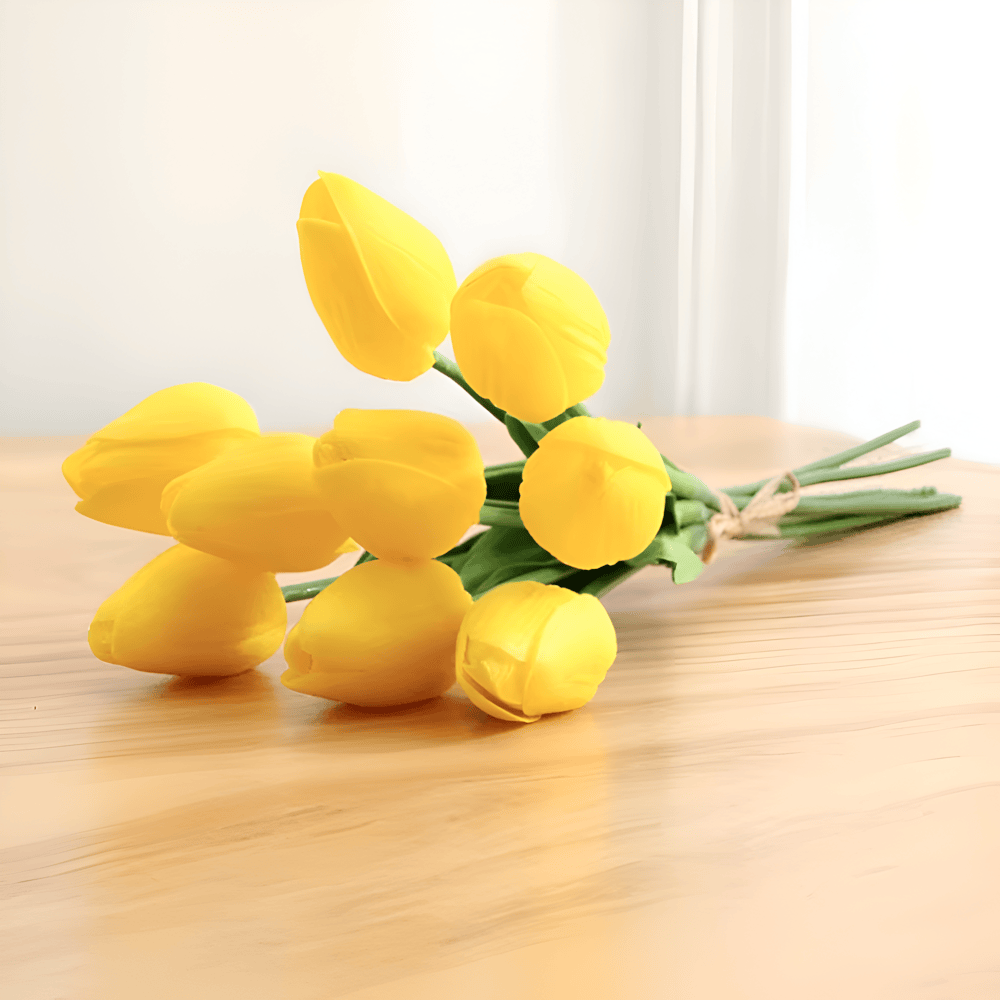 Olivessa - Set of 6 Realistic Artificial Tulip Bouquets for Home, Garden, and Celebration Decoration