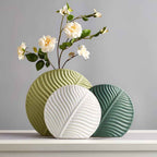 Bela Ceramic Vase | Handcrafted, Scandinavian Design with Leaf Texture
