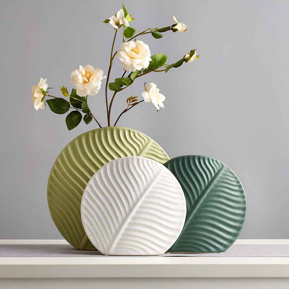 Bela Ceramic Vase | Handcrafted, Scandinavian Design with Leaf Texture