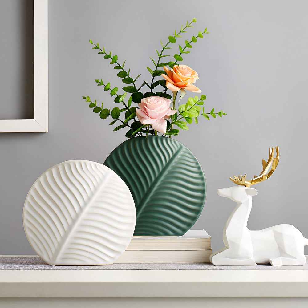 Bela Ceramic Vase | Handcrafted, Scandinavian Design with Leaf Texture