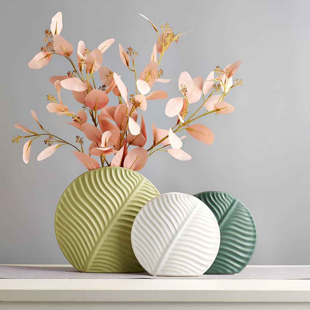 Bela Ceramic Vase | Handcrafted, Scandinavian Design with Leaf Texture