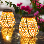 Isavora - Solar Garden Lamp with Woven Bamboo Appearance
