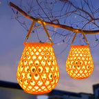 Isavora - Solar Garden Lamp with Woven Bamboo Appearance