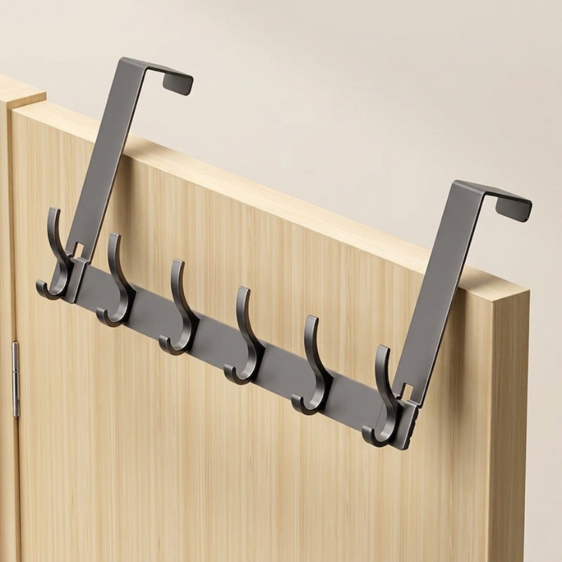 Hook Rack Over Door Aluminum Coat Towel Storage, Space-Saving Storage