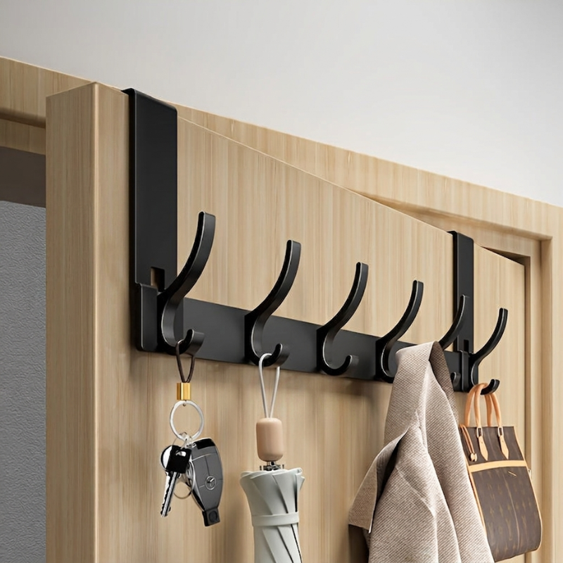 Hook Rack Over Door Aluminum Coat Towel Storage, Space-Saving Storage
