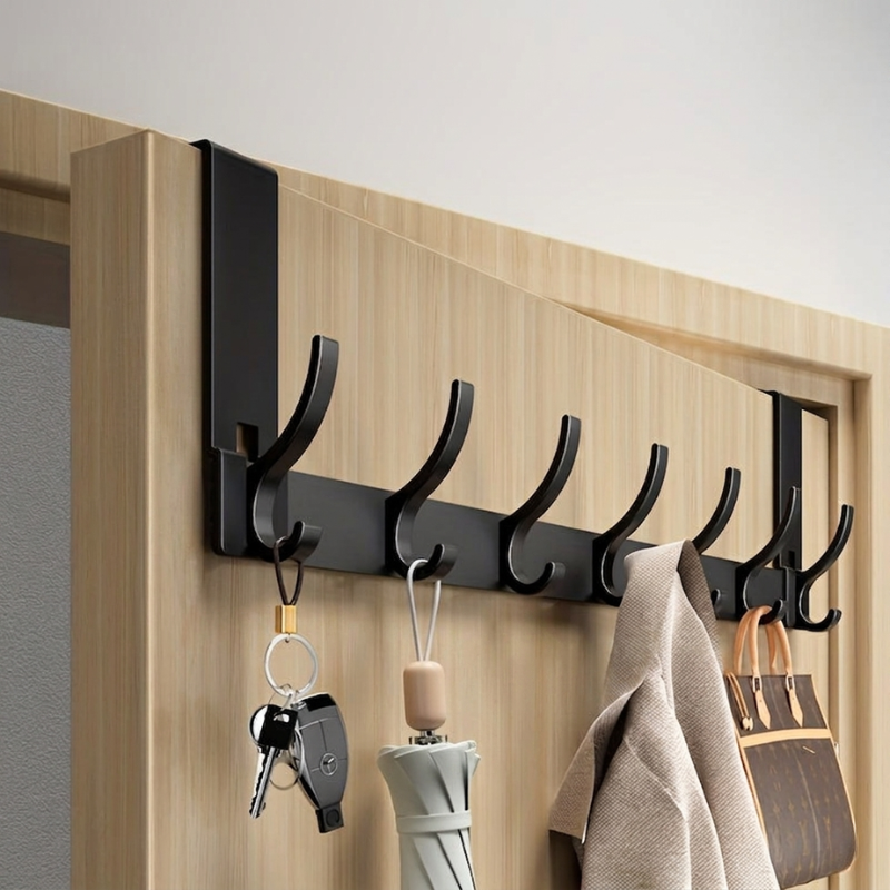 Hook Rack Over Door Aluminum Coat Towel Storage, Space-Saving Storage