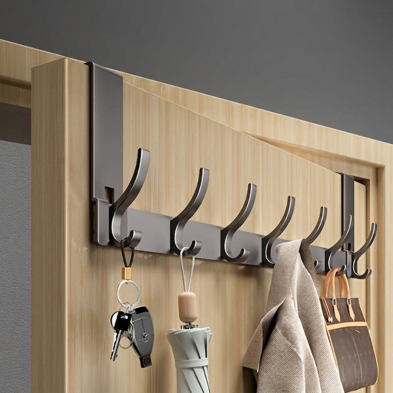 Hook Rack Over Door Aluminum Coat Towel Storage, Space-Saving Storage