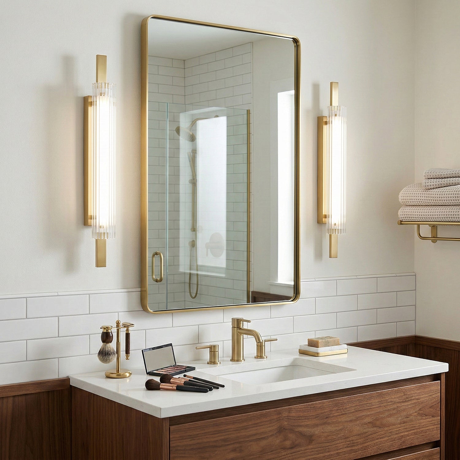 Brass Column Cylinder LED Wall Light