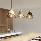 Hunaroglo: Design Pendant Light made of Iron & Wood with Warm White Light – for Stylish Interiors